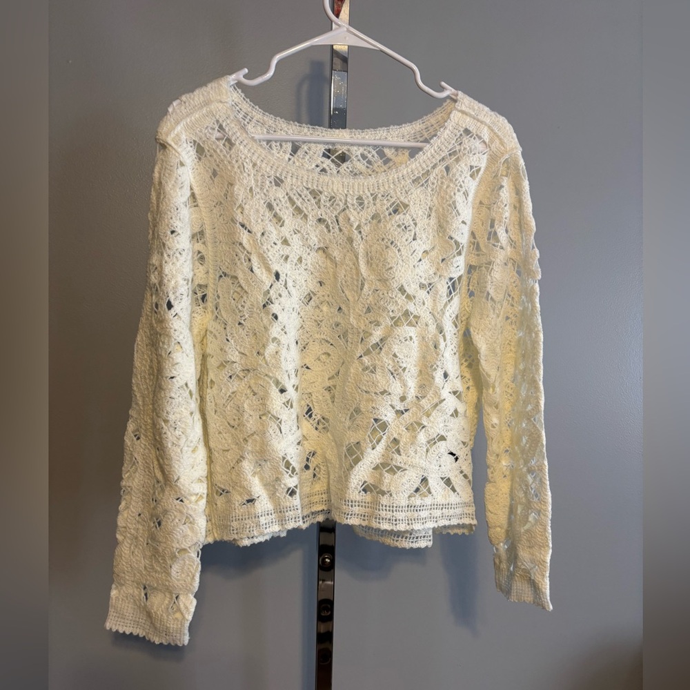 ANEWSTA Ivory/White Long Sleeve Sweater Size Large Acrylic NWT‎